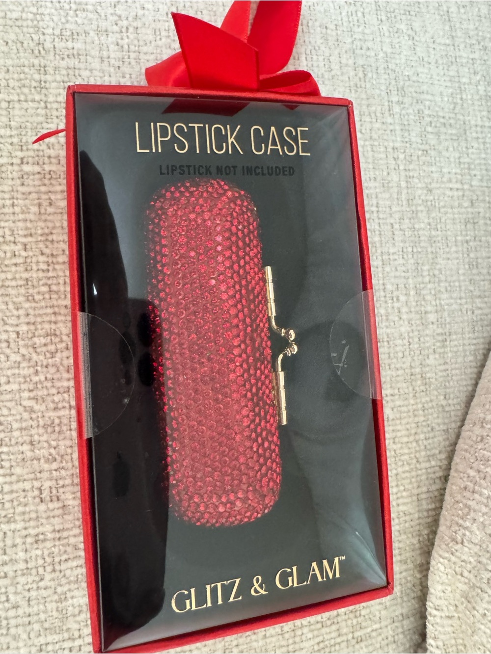 Glitz & Glam Red Rhinestone Lipstick Case